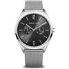 BERING 17140-002 Orologio unisex al quarzo, orologio da polso con cassa in acciaio inossidabile color argento da 40 mm, quadrante nero, cinturino in maglia milanese, vetro zaffiro, 3 ATM