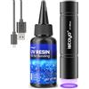 ISTOYO Kit di resina UV con luce, resina UV da 30g con torcia UV da 395nm, 3W USB C ricaricabile, polimerizzazione rapida in 5 secondi per incollare plastica, gioielli, colata, artigianato fai da te
