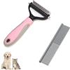 FANJIANG Spazzola Sciogli Nodi + Pettine in Acciaio Inossidabile per Cani Gatti, Rimuovere e Sbrogliare Nodi e Peli Morti di Cane Gatto. (Rosa)