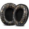 SOULWIT Cuscinetti di Ricambio per Sony MDR-7506 MDR-V6 MDR-V7 MDR-CD900ST Monitor Cuffie, Cuscinetti Auricolari con Pelle Proteica Più Morbida, Schiuma ad Alta Densità - Nero Dorato