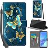 PHINIENLAND Cover per Oppo A53 4G / A53s 4G / A32 4G / A33 4G Case PU Pelle Custodia [Kickstand] [Chiusura magnetica] [Slot per Schede], Portafoglio Flip Custodia per Oppo A53,Farfalla verde