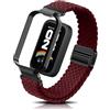 PaceBid Nylon Cinturino per Xiaomi Smart Band 9 Active/Redmi Smart Band 3 | Uomini Donne Intrecciato Nylon Magnetico Elastico Watch Band per Xiaomi Redmi Smart Band 3/Mi Band 9 Active, Rosso