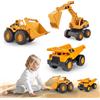 Generico 3 PCS Bambini Escavatore Giocattolo, Escavatore Sabbia Set, Camion Da Cantiere Giocattolo Con Camion Ribaltabile Escavator Caricatore Frontale, Per Bambini Di 3-12 Anni