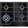 Electrolux Piano Cottura Gas EGM6343YAK Serie 600 Gas on Glass 60cm da Incasso, 4 Fuochi, Bruciatore Wok, Precisa Regolazione della Fiamma, Semplice da Pulire, Sicurezza Sicurgas, 590x520cm, Nero