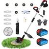 SenDeluz Decespugliatore a Batteria, SenDeluz 9 Tagliabordi a Batteria 21V con Altezza Regolabile, 2 * 4,0 AH e 3 Tipi di Lame, Decespugliatore Elettrico Leggera per Prato/Giardino/Cortile