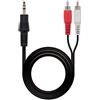 Nano Cable NANOCABLE 10.24.0310 - Cavo audio stereo a 2 RCA, JACK 3.5/M-2xRCA/M, maschio-maschio, nero, 10mts