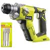 RYOBI Confezione RYOBI 18V OnePlus trapano a percussione senza batteria e caricatore R18SDS-0 - Kit 3 SDS+ scalpelli RIOBY 1 p