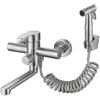 Generic Miscelatore da cucina con spruzzatore, in acciaio inox spazzolato, leva singola per acqua calda e fredda, rubinetto da parete per lavello da cucina