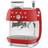 Smeg Macchina da Caffè Espresso Manuale con macinacaffè integrato 50's Style - Rosso LUCIDO - EGF03RDEU