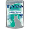 Monge Adult Tonno con Anatra per Gatti Busta 80gr - 80 g, Singola