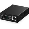 Binardat Convertitore Multimediale in Fibra 10G, 2 Porte Gigabit Ethernet Switch, 1 Porta RJ45 10G, 1 Porta SFP, Mini Custodia in Metallo Senza Ventola, Plug and Play Non Gestito