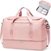 SEAFEW Borsone da Viaggio Extra Grande 50L, Bagaglio a Mano Borsa da Viaggio con Scomparto per le Scarpe, Borsa Sportiva Borsone da Palestra da Weekend,N3-Rosa