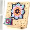 RMIVEGLIA Tavoletta Blocking Board 19,5 x 19,5 cm per Granny Square - Tavoletta in Legno per crochet con 10 Bastoncini in Acciaio Inox e 5 Spilli, Accessori Uncinetto Ideali per Pezzi all'Uncinetto e Maglia.