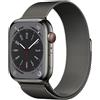Apple Watch Series 8 (2022) GPS + Cellular 45 mm - Acciaio inossidabile Grafite - Loop in maglia milanese Nero, fair