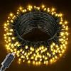 Meision Luci di Natale da Esterno 10M/100 LEDs Catena Luminosa Esterno mit 8 Modalità, IP44 Impermeabile, Timer und Funzione di Memoria, Natale Decorazioni per Giardino, Matrimonio, Festa, Bianco caldo