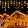 Meision Luci di Natale da Esterno Cascata 10m 400LEDs Tenda Luminosa Natale con 8 Modalità, Timer, Funzione di Memoria, IP44 Impermeabile, Luci Natale Esterno per Balconi, Gronda, Feste, Bianco caldo