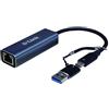 D-Link DUB-2315 Adattatore da USB-C Thunderbolt 3 o USB 3.0 a porta 2,5 Gigabit Ethernet (RJ45) per PC, MacBook Pro, MacBook Air, iPad Pro, Chromebook, Surface Pro e altro