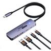 QUUGE Hub USB C 10Gbps, Adattatore USB 3.2 a 4 Porte con 2×USB-C e 2×USB-A, Cavo in Nylon da 1 m, LED, Alluminio, Compatibile con MacBook Pro, iPhone 16, Galaxy S24, iPad Pro, Dell XPS