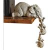 Hafeehoo Set di 3 mensole a forma di elefante, con elefante, da appendere, 2 elefanti sul bordo, decorazione da caminetto, in resina dipinta a mano da collezione per la decorazione della casa