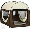 PawHut Trasportino Pieghevole per Cani e Gatti, Porta e Finestre in Rete, Tessuto Oxford, Viaggi Sicuri, 70x51x59cm - Marrone|Aosom