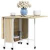 HOMCOM Tavolo da Pranzo Pieghevole per 6 Persone max con Ripiano, in Legno e Metallo, 130x80x74 cm, Bianco e color Legno