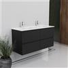 Inda Mobile bagno 120 cm Nero opaco con 4 cassetti e doppio lavabo in ceramica - Rubino
