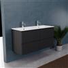 Inda Mobile bagno 120 cm Nero opaco con 4 cassetti e doppio lavabo opaco - Rubino