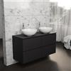 Inda Mobile bagno 120 cm Nero opaco con 4 cassetti e doppio lavabo in appoggio - Rubino