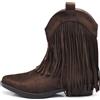 IF Texani Cowboy Western Scarpe da Donna Stivali Stivaletti Frange Camperos Etnici ML523 Nero N.41