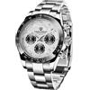RollsTimi Pagani Design PD-1644 Orologio da uomo al quarzo, datario, vetro zaffiro, cassa in acciaio inossidabile 316L, lunetta in ceramica, movimento VK63, cronografo. (Meteorite bianco 1644-LP)