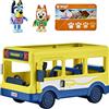 Bluey Set da gioco con veicolo di autobus cittadino e confezione di personaggi ufficiali, con due action figure da collezione Bingo da 6,3-7,6 cm e Bus Pass