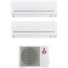 MITSUBISHI Climatizzatore Dual Split Inverter 7000 + 7000 Btu Condizionatore con Pompa di Calore Classe A++/A+ R32 Wi-Fi (Unità interna + Unità esterna) - 2x MSZ-AP20VGK + MXZ-2F33VF3 AP