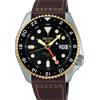 Seiko Orologio Seiko 5 Sports GMT SKX quadrante nero cinturino marrone SSK036K1