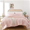 ROSGONIA Blush - Set copripiumino per letto matrimoniale, 3 pezzi (1 trapunta rosa boho e 2 federe), per tutte le stagioni, morbido e leggero, copriletto, trapunta, idea regalo