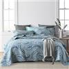 ENASAL Set di biancheria da letto reversibile in cotone, con motivo cachemire floreale (blu, queen size)