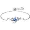 KINGWHYTE Braccialetto a farfalla in argento Sterling 925 con cristalli blu, regolabile, per anniversario, compleanno, Natale, regalo per donne, 7 inch, Argento sterling