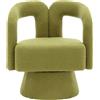 Gomyway Poltrona Girevole Imbottita in Stoffa Bouclé, Design a Botte per Salotto e Ufficio, Verde Oliva