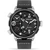 Police Ray PEWJB2195341 - Orologio multifunzione da uomo con quadrante nero e cinturino in pelle nera, cassa in acciaio inox da 51 mm, in confezione regalo, Pistola., misura unica, Cinturino