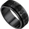 Bestyle Anello Nero Uomo Anello Rotante Uomo Misura 23, Anello Uomo Acciaio Inossidabile 27 mm con Motivo Sole Luna Stella Anelli in Acciaio Inox Fidget Anelli Girevoli per Ansia Confezione Regalo