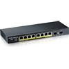 Zyxel 8 porte Gigabit PoE Switch | Gestione Smart | Montaggio a parete/da tavolo e senza ventola | 8 porte PoE+ con budget da 77 W e 2 porte SFP |VLAN, IGMP, QoS| Garanzia a vita [GS1900-10HP]