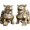 FOMIYES Rame Decor 2 pezzi Fengshui Ottone Coppia di Fu Foo Cani Guardian Leone Statue di inaugurazione della casa Congratulazioni per allontanare l'energia del male lumache Golden Escargot