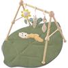 COTTONBEBE 4 IN 1 Palestrina per Neonati, Tappeto di Gioco con Legno Naturale, 3 Giochi Rimuovibili da Afferrare, Montessori per 0-3-6-12-36 Mesi,Foglia