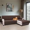BellaHills Impermeabile Copridivano 3 Posti Con Penisola (Seduta 247cm), Copridivano Salvadivano Chaise Longue Angolare con Tasche, Antimacchia, Copridivano Penisola L Destra, Marrone