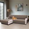 BellaHills Impermeabile Copridivano 3 Posti Con Penisola (Seduta 247cm), Copridivano Salvadivano Chaise Longue Angolare con Tasche, Antimacchia, Copridivano Penisola L Sinistra, Taupe