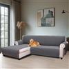 BellaHills Impermeabile Copridivano 3 Posti Con Penisola (Seduta 247cm), Copridivano Salvadivano Chaise Longue Angolare con Tasche, Antimacchia, Copridivano Penisola L Sinistra, Grigio