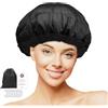 MQUPIN - Cuffia termica per condizionamento profondo, microonde, semi di lino naturale, acconciature a vapore, cura dei capelli, 10 cuffie usa e getta (nero)