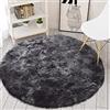 Leesentec Tappeti rotondi per camera da letto Soggiorno Antiscivolo Soffice tappeto soffice Tappetini shaggy Grandi per corridoio (Nero/grigio, 160cm)