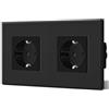 BSEED - Presa Schuko a 2 scomparti, standard UE, presa a muro doppia, pannello in vetro cristallo, 16 A, 250 V, prese di estensione 157 mm (nero)