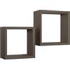 MODULARREDO | GINEVRA Set di 2 Mensole da Muro, Cubi Arredo, Mensole Cubo, Cubi da Parete, Cubi Portaoggetti, 35x35 p15.5 cm, e 30x30 p15.5 cm Noce Segato - Made in Italy