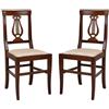 Liberoshopping Sedia in legno massello seduta in tessuto imbottito schienale con decorazione LIRA Set 2 pezzi (Noce)